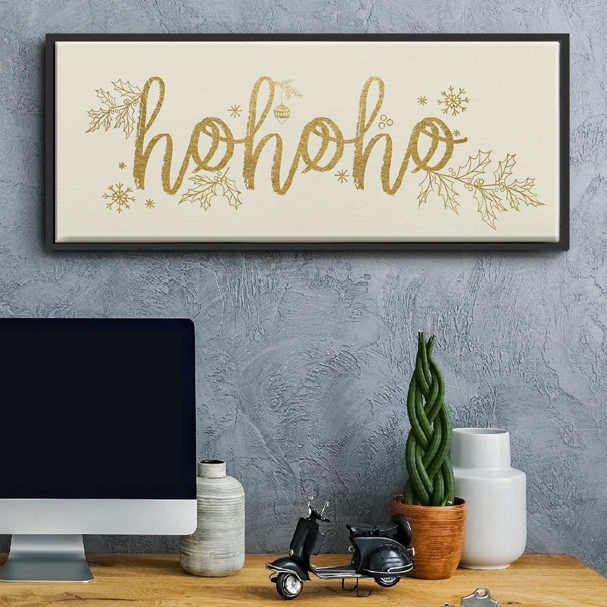 Golden HoHoHo - Floater Framed Canvas Print