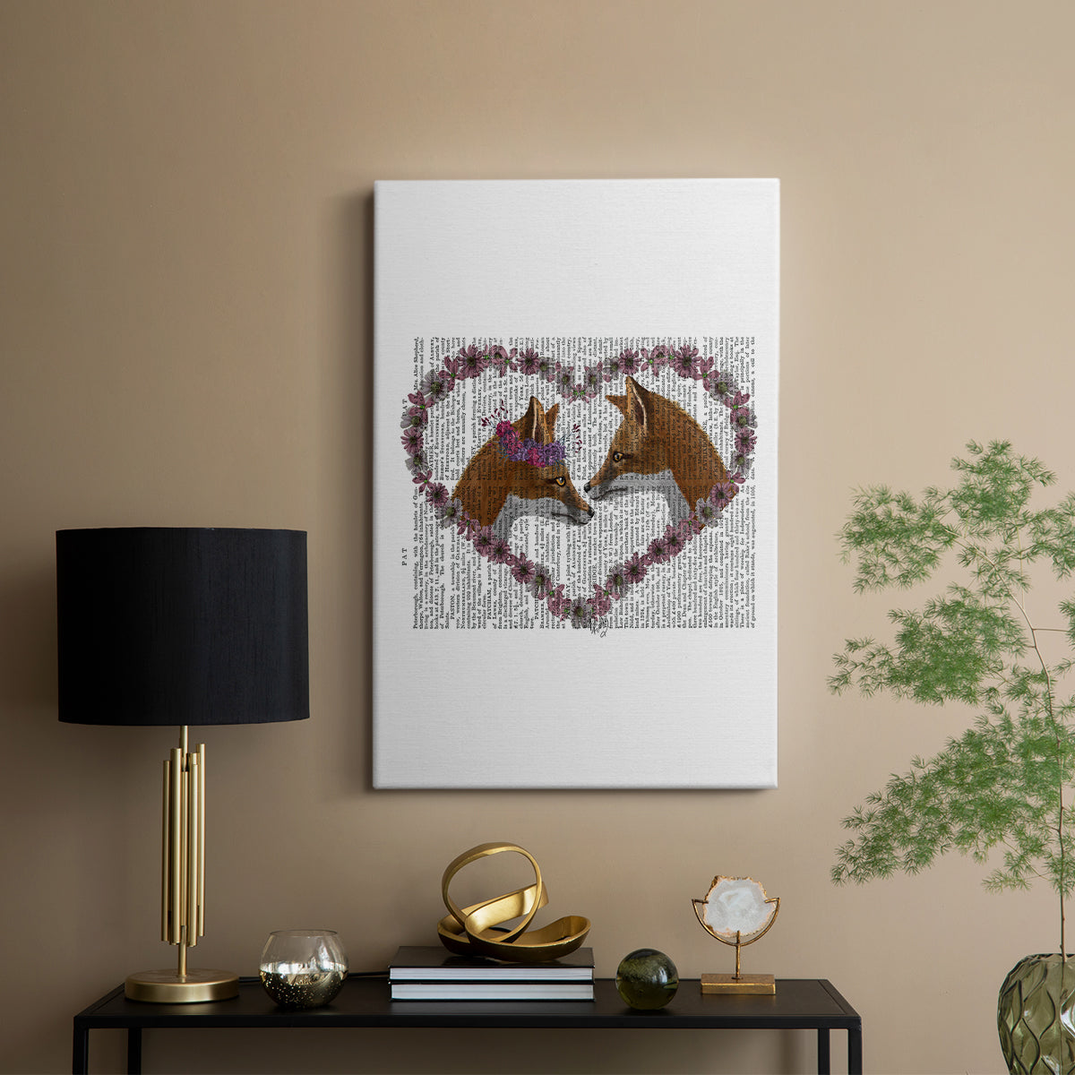 Foxes in Flowers - Canvas Art Print