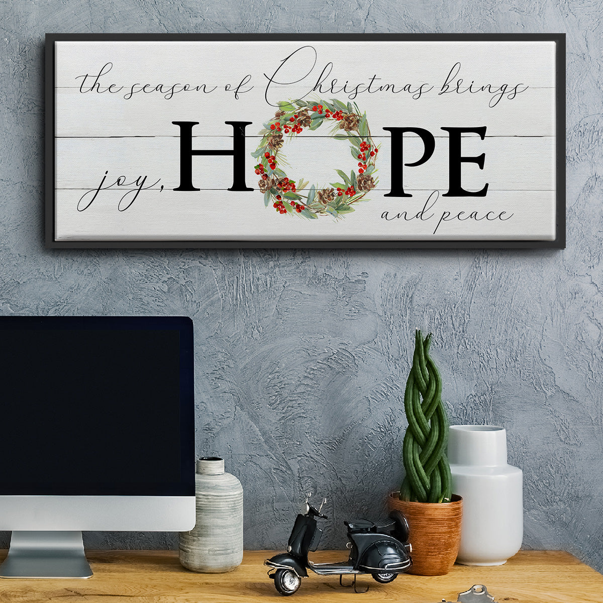 Joy Hope and Peace - Floater Framed Canvas Print