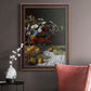 Impressionist floral still life painting by Claude Monet in an ornate bronzed mahogany wood frame displayed in a neutral interior setting.