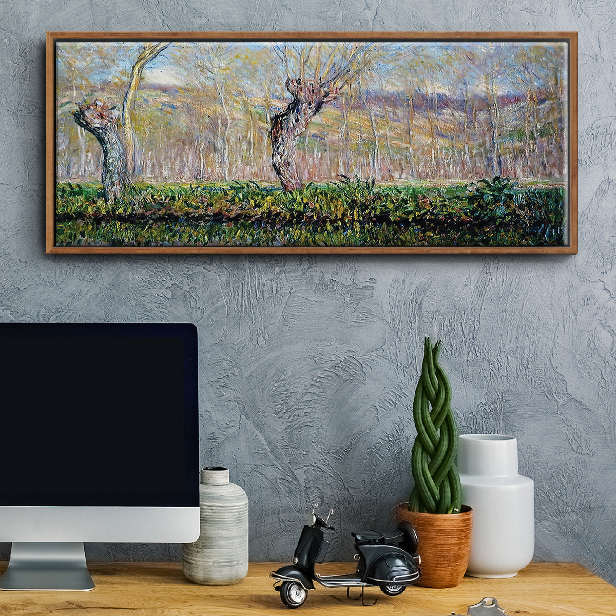 The Banks of the River Epte in Springtime, 1885 - Floater Framed Canvas Print