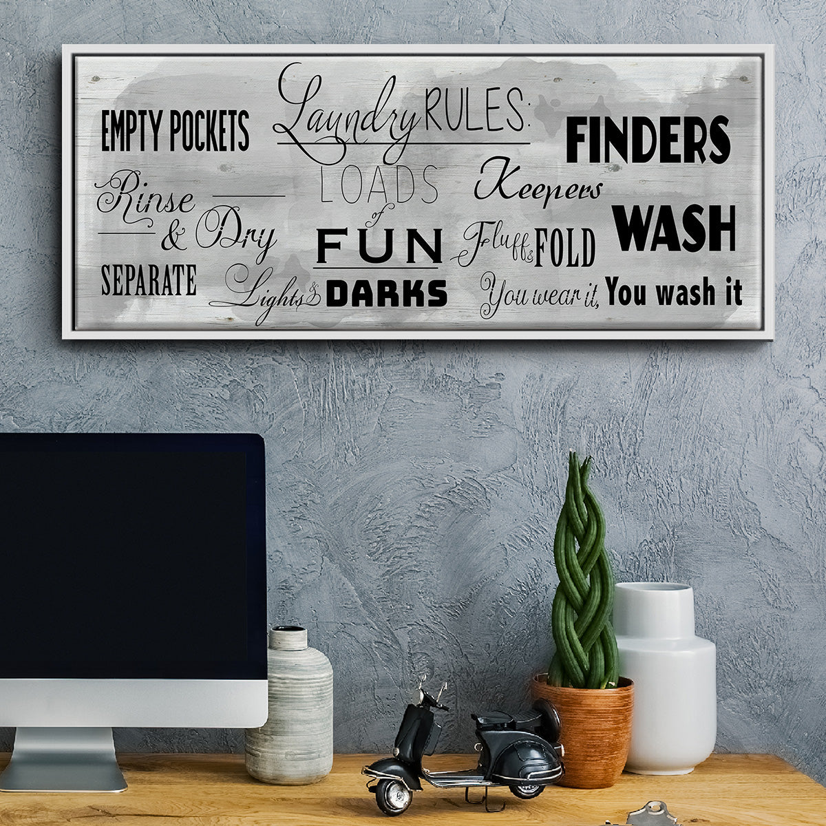 Laundry Rules - Floater Framed Canvas Print