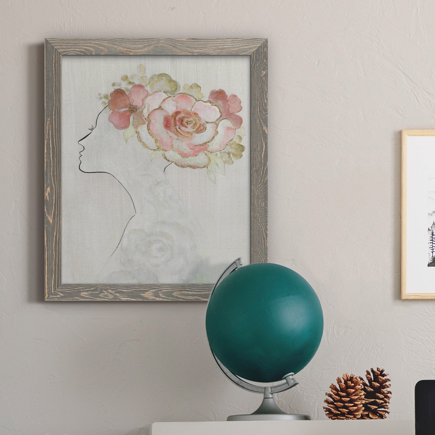 Fashion Floral Silhouette II - Barnwood Framed Canvas Print