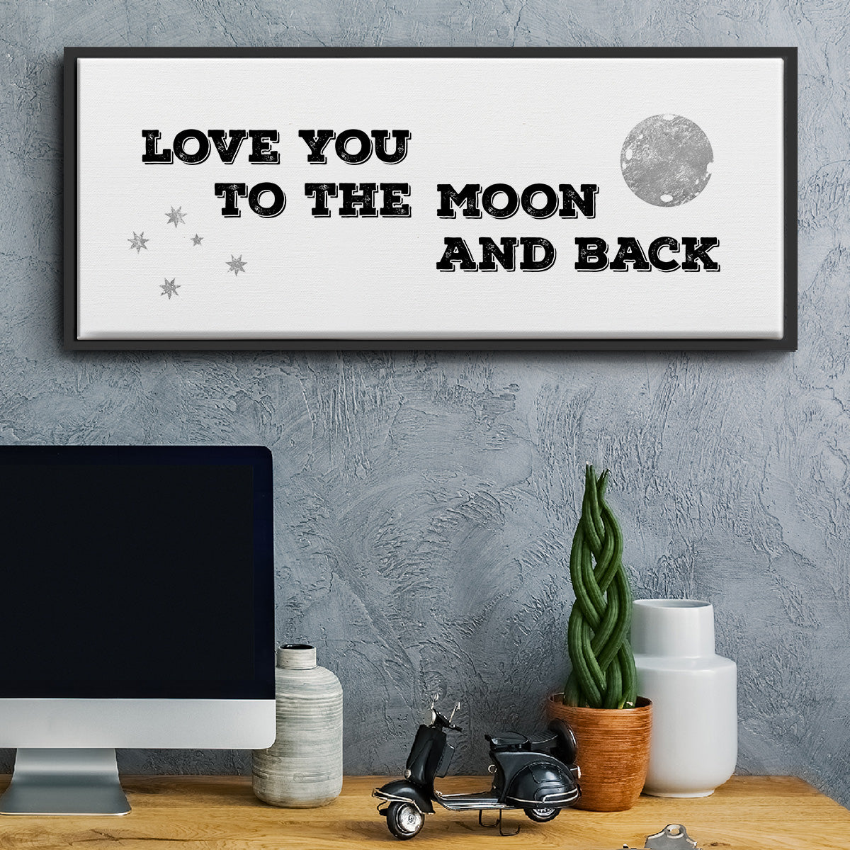 To the Moon and Back - Floater Framed Canvas Print