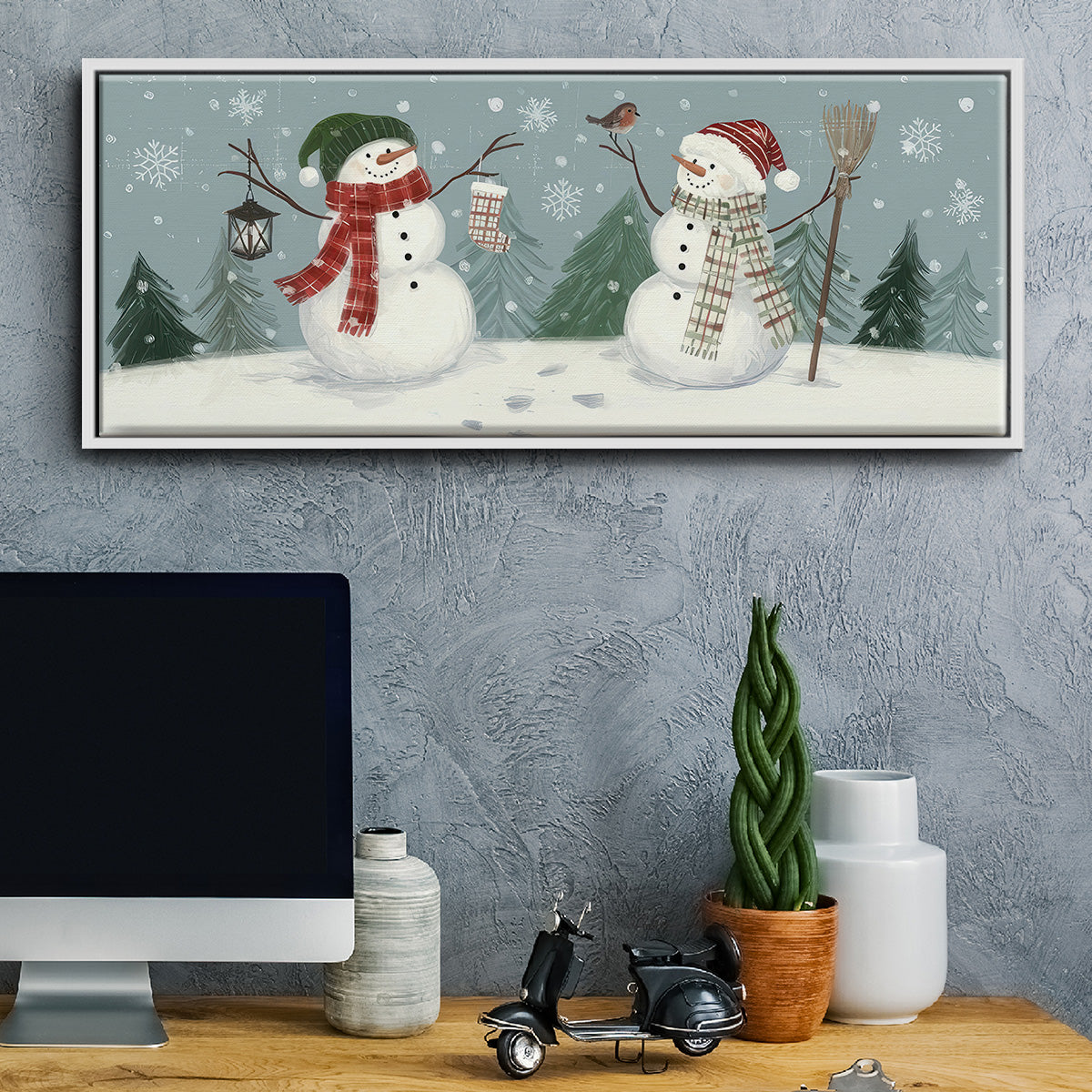Snowmen VI - Floater Framed Canvas Print