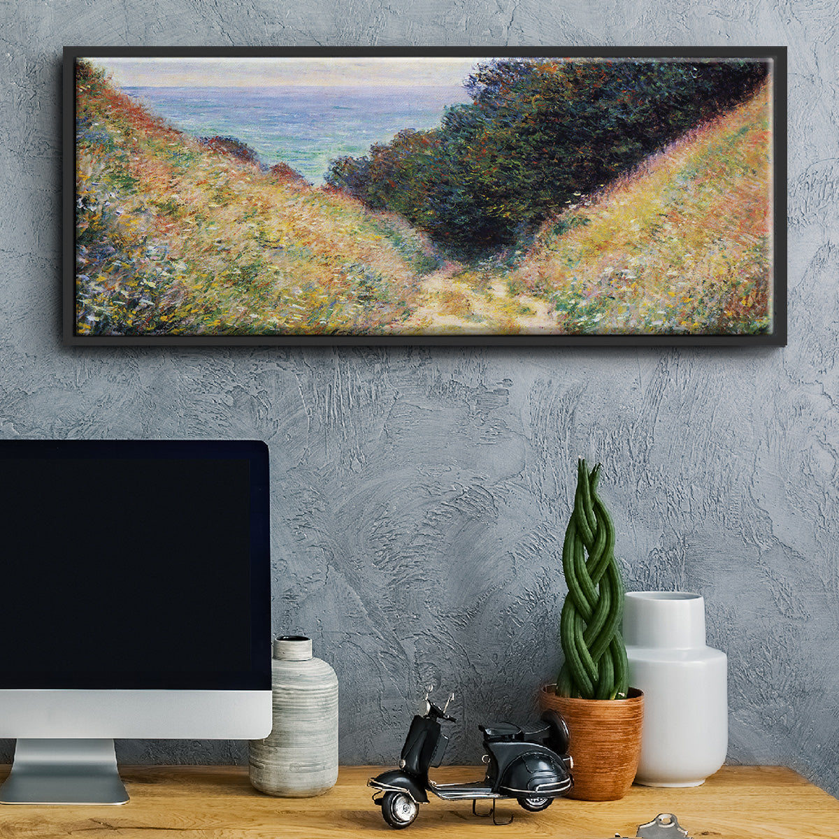 The Path at La Cavée, Pourville - Floater Framed Canvas Print