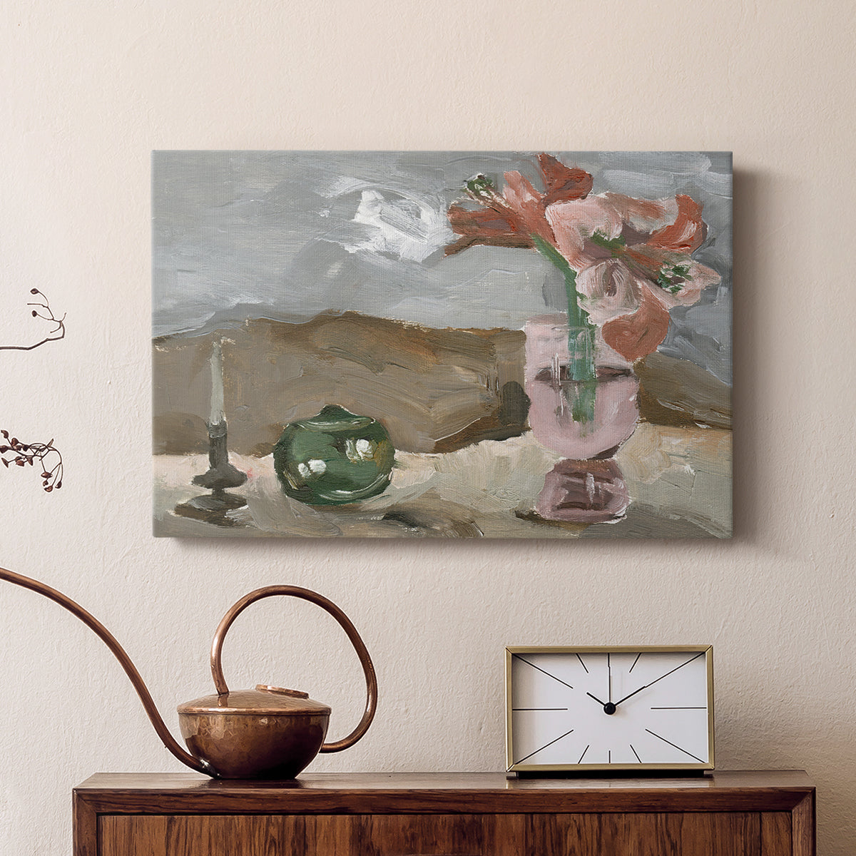 Vase of Pink Flowers II - Canvas Art Print