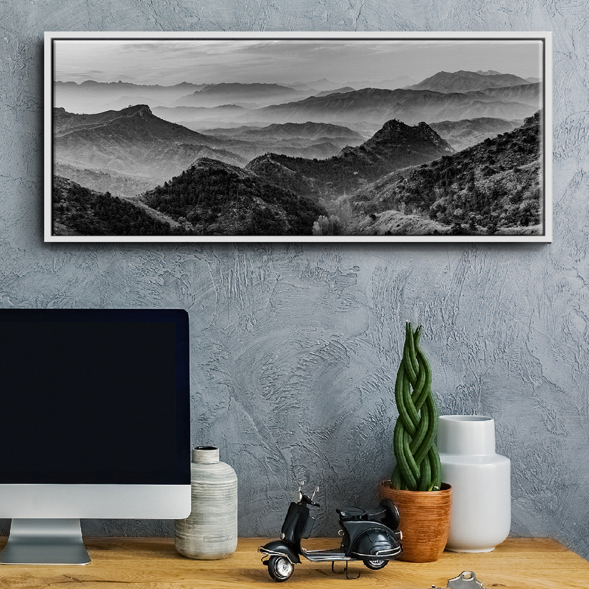 Mountains of the Great Wall - Floater Framed Canvas Print