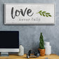 Love Never Fails - Floater Framed Canvas Print