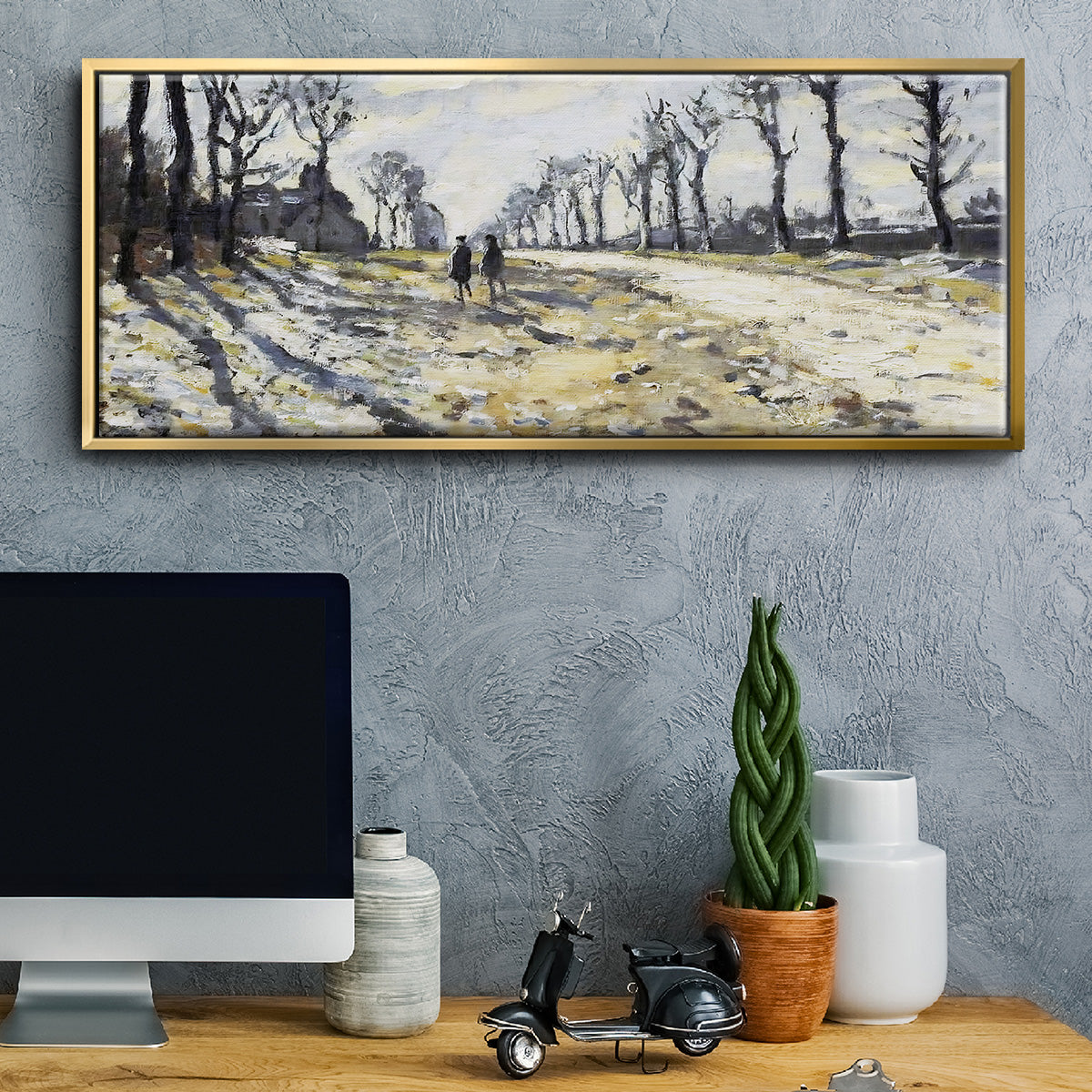 The Road, Effect of Snow at Sunset, 1869 - Floater Framed Canvas Print
