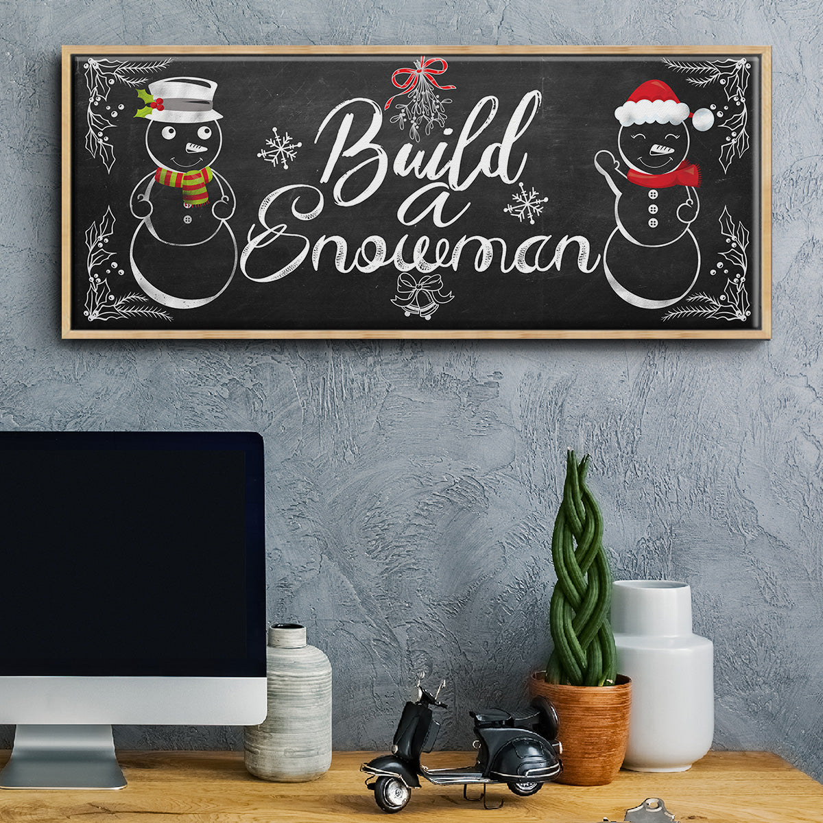 Build a Snowman - Floater Framed Canvas Print