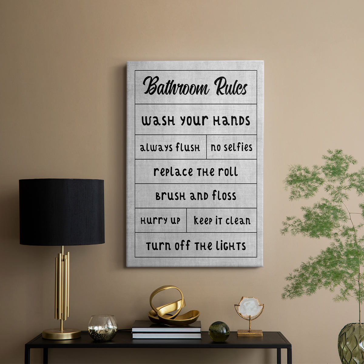 Simple Bathroom Rules - Canvas Art Print