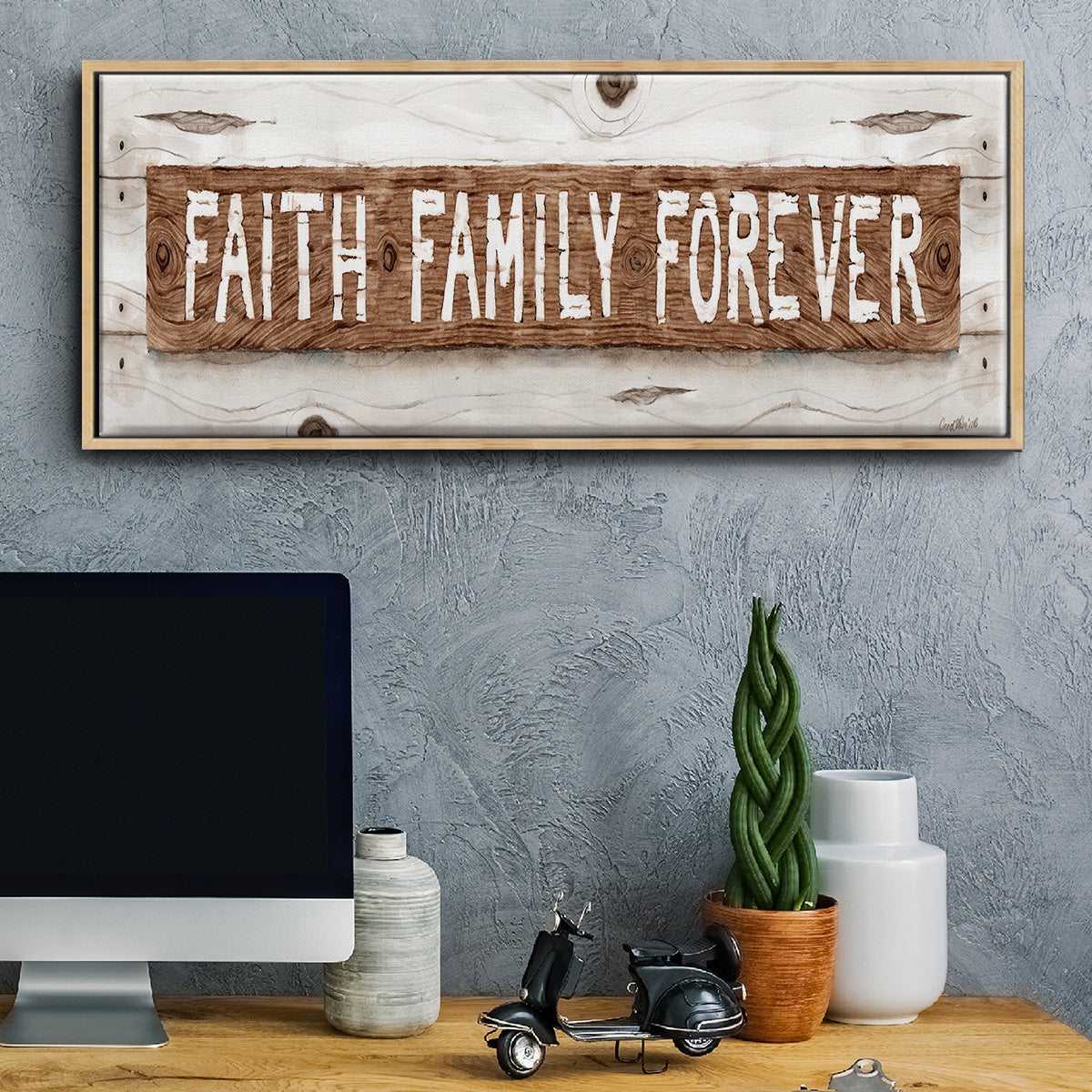 Faith Family Forever - Floater Framed Canvas Print