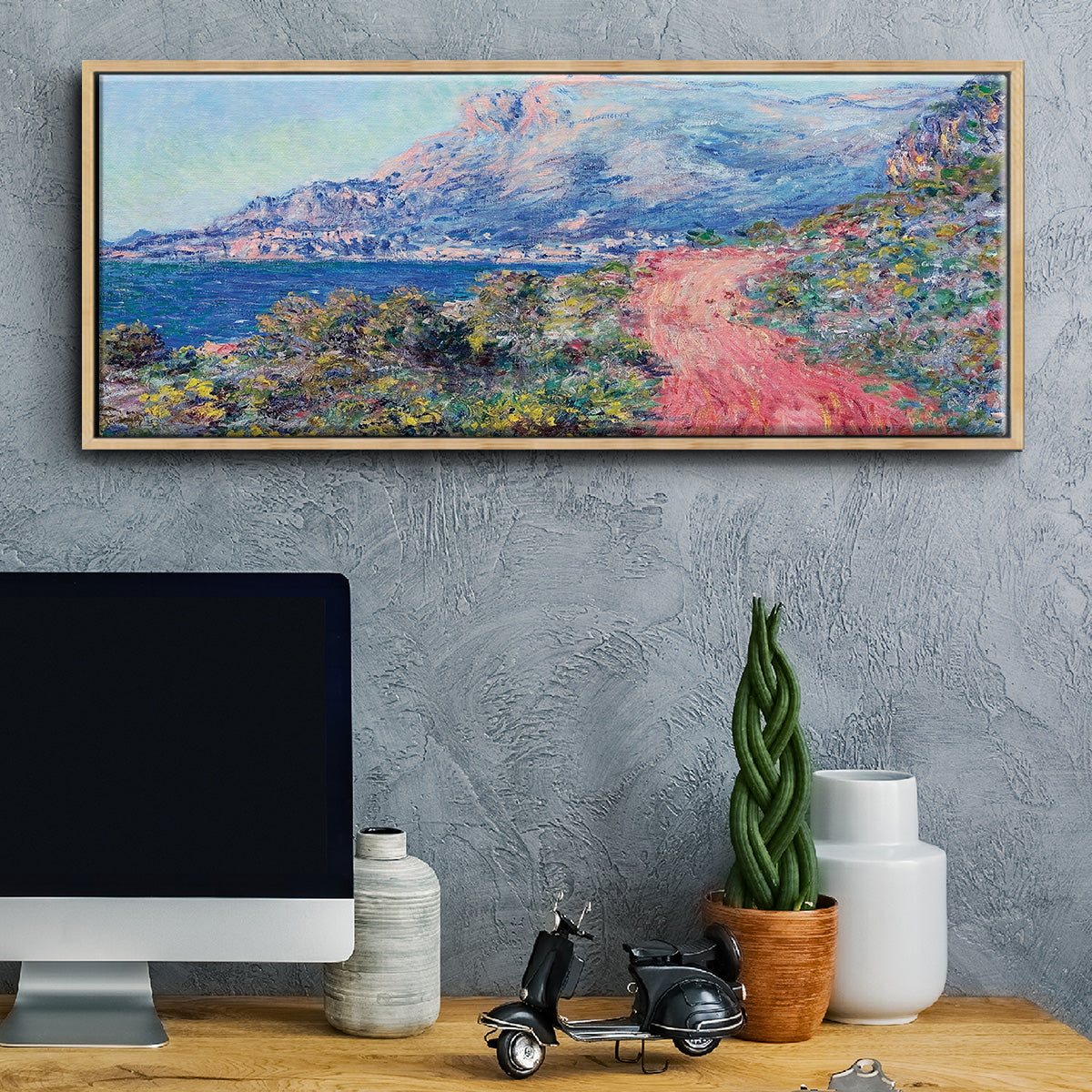 The Red Road Near Menton, 1884 - Floater Framed Canvas Print