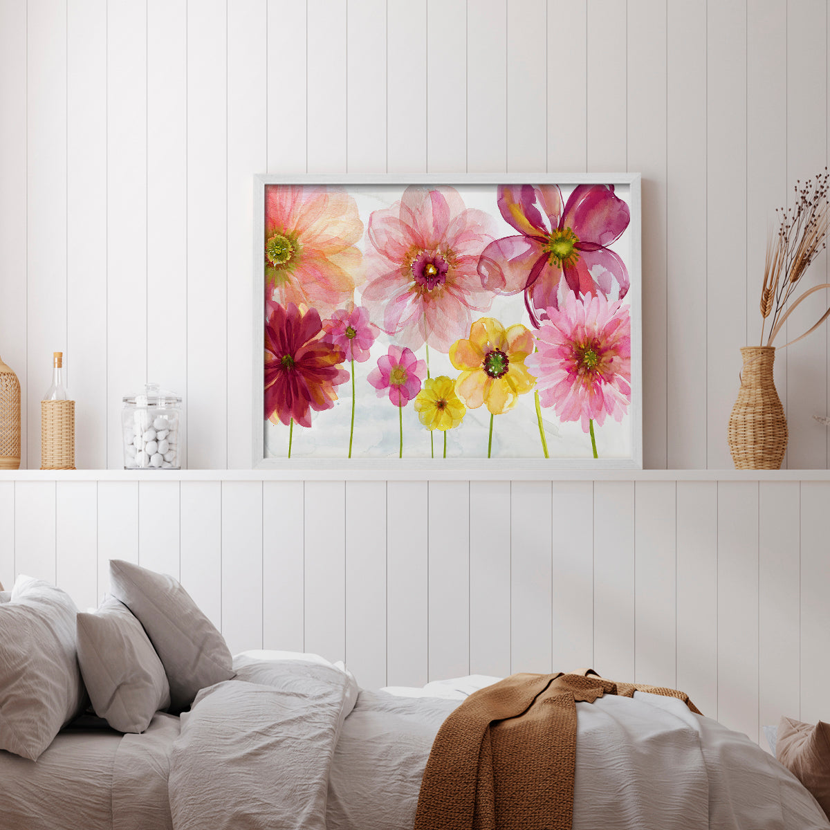 44001,watercolor,flowers,artwork,painting,floral,blossoms,pink,yellow,red,framed,colorful,decorative,nature,home decor,art,petals,garden,creative,mixed media,botanical,aesthetic,bright,beauty,hand-painted,wall art,interior design,cheerful,delicate,modern,flower arrangement,spring,seasonal,floral arrangement,visual art,design,Re-stickable,Text & Numbers