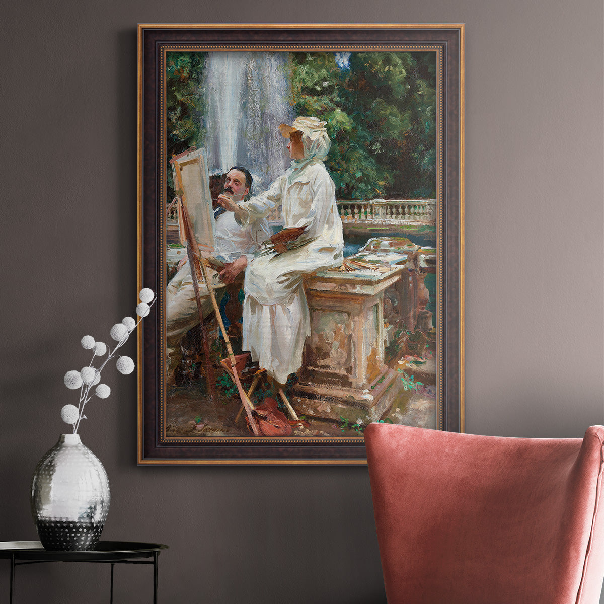 The Fountain Villa Torlonia, Frascati, Italy - Ornate Framed Canvas Print