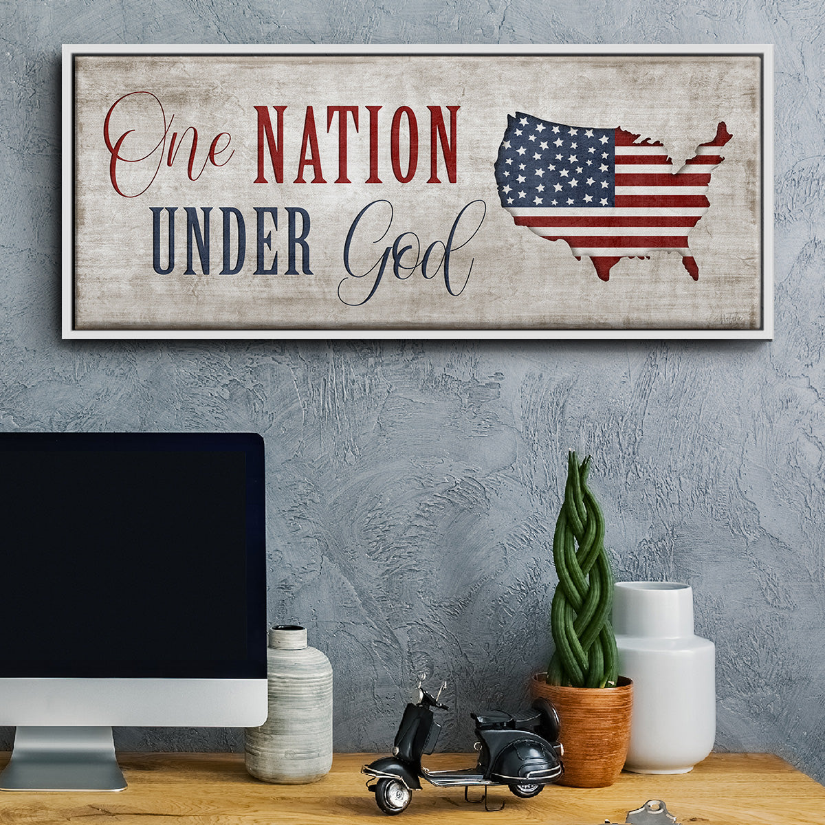 One Nation Under God - Floater Framed Canvas Print