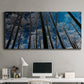 Three-panel canvas wall art featuring night landscape silhouette photography, displayed above a desk in a home office.