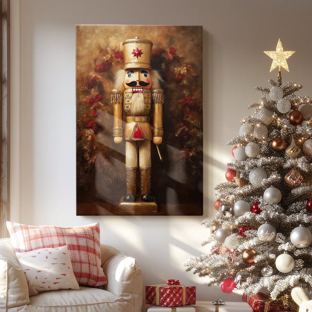 Candlelit Sleigh Hearth - Canvas Art Print