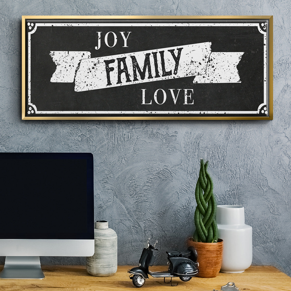 Joy Family Love - Floater Framed Canvas Print