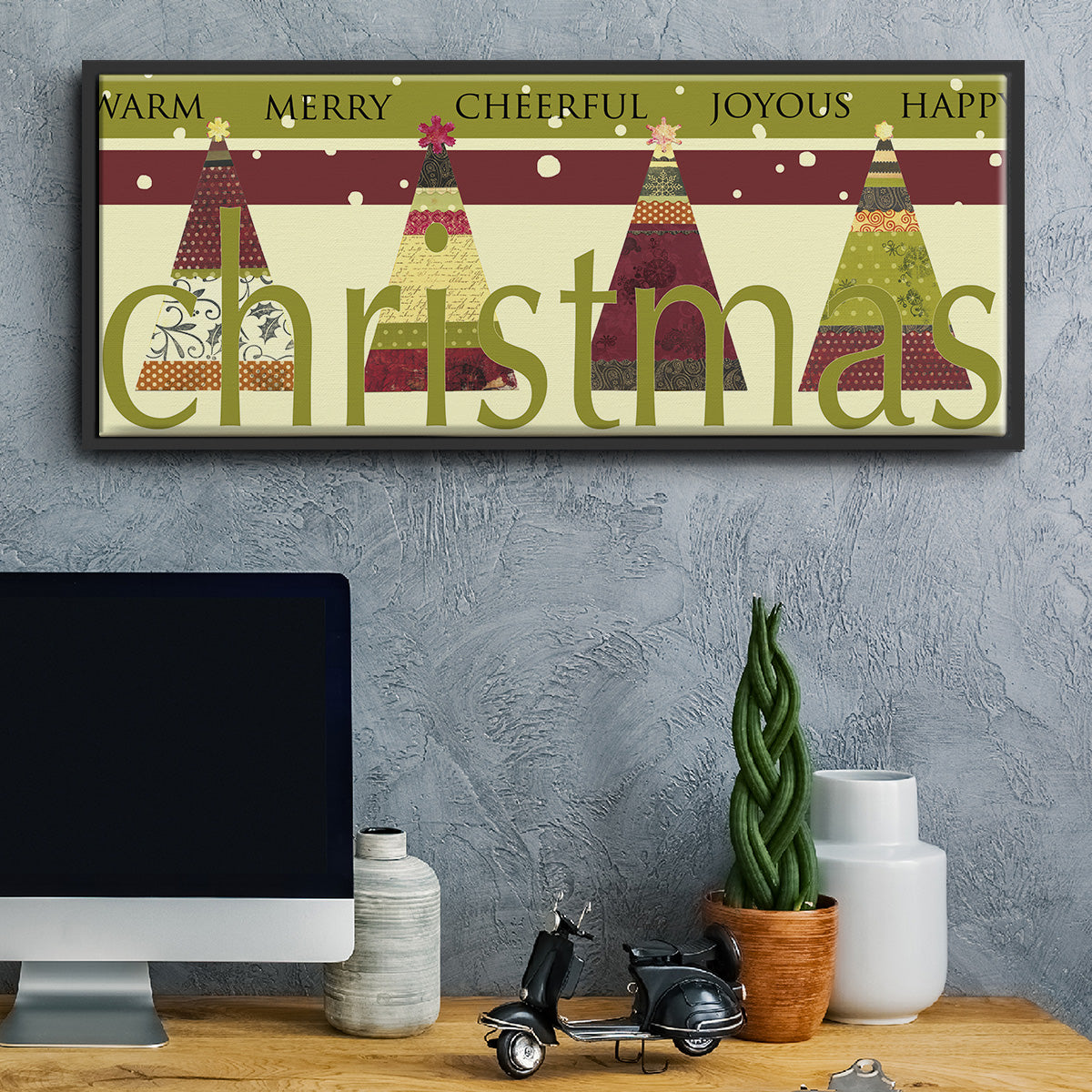 Happy Merry Joyous - Floater Framed Canvas Print