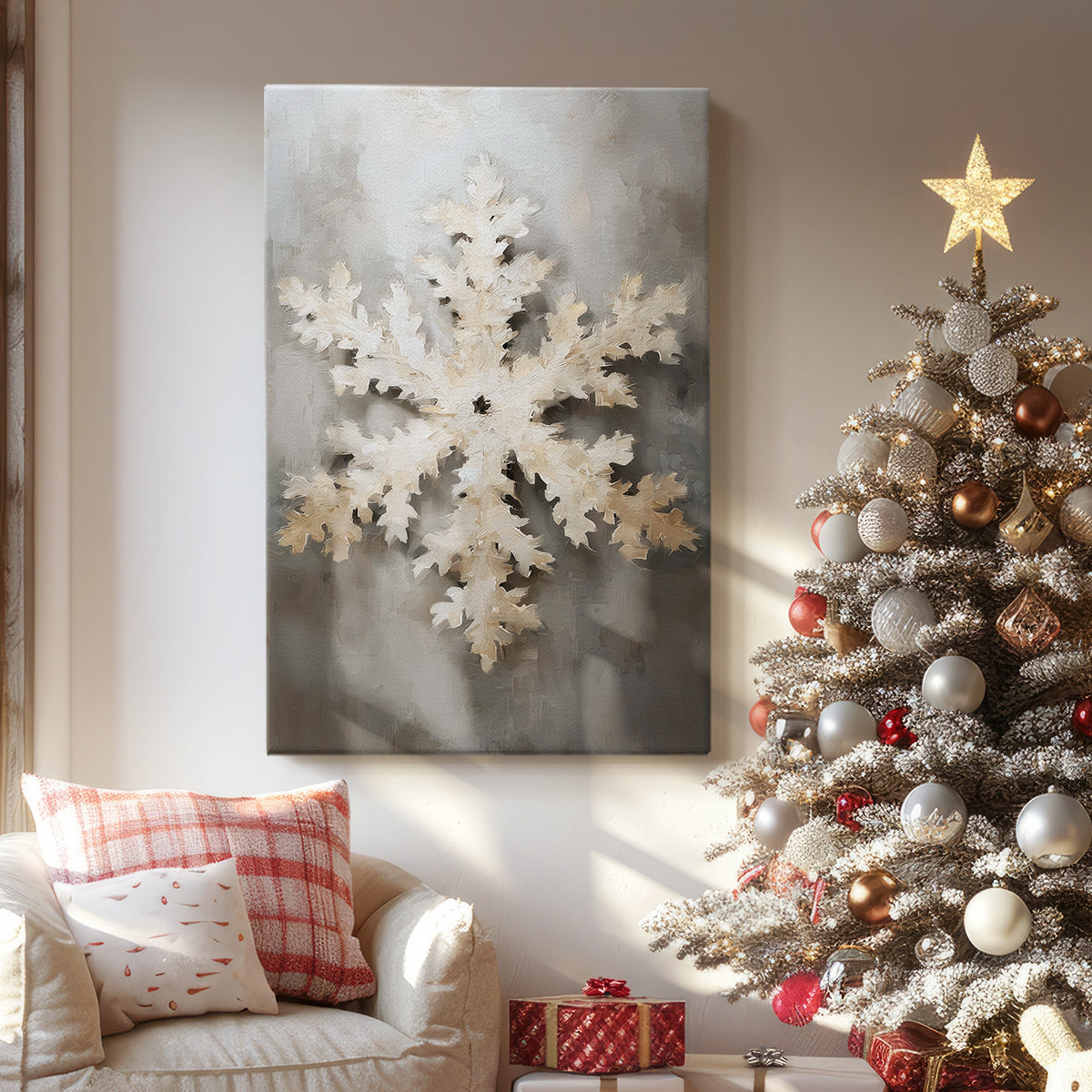 Soft Linen Icicles Whisper - Canvas Art Print