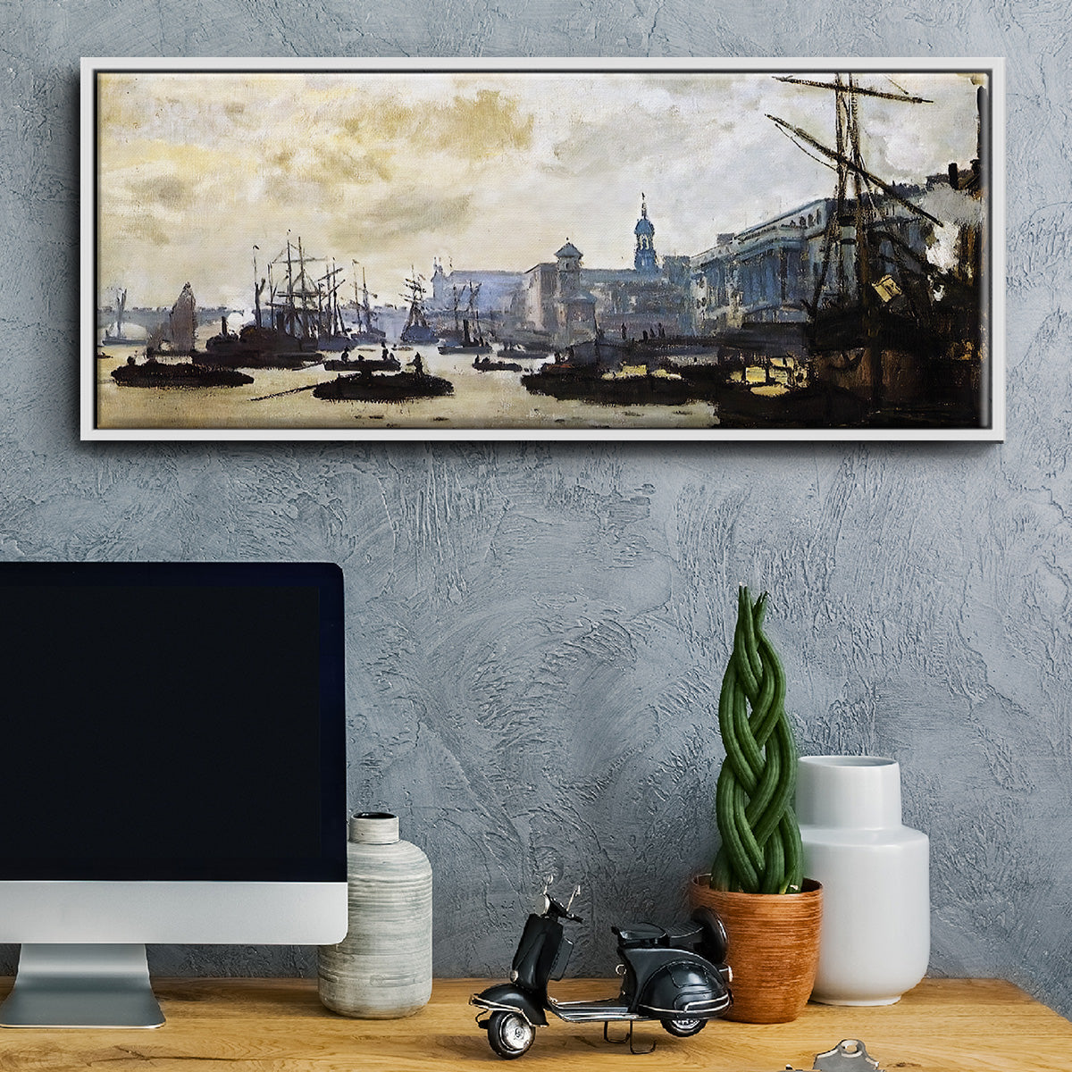 The Port of London, 1871 - Floater Framed Canvas Print