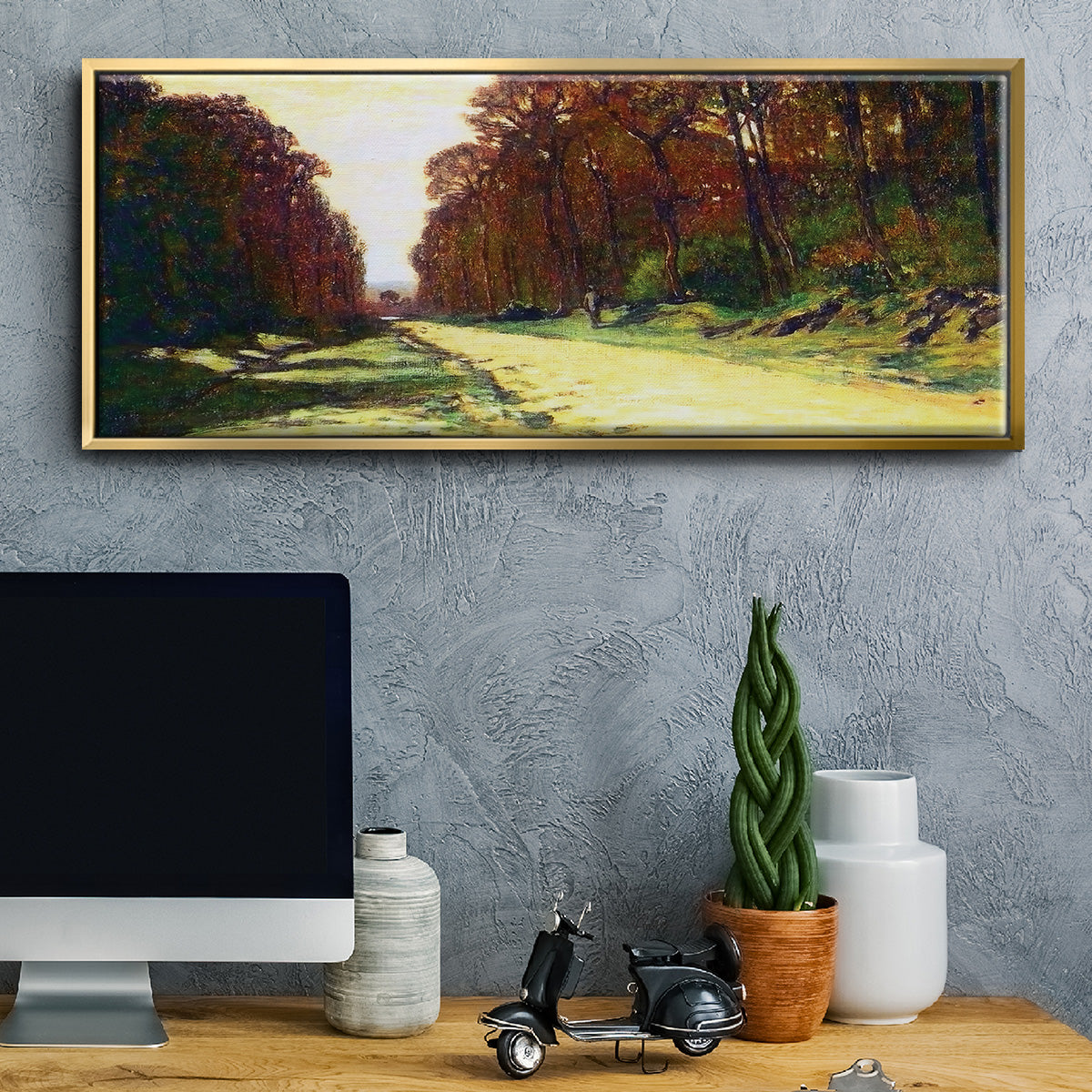 Road in a Forest Fontainebleau, 1864 - Floater Framed Canvas Print