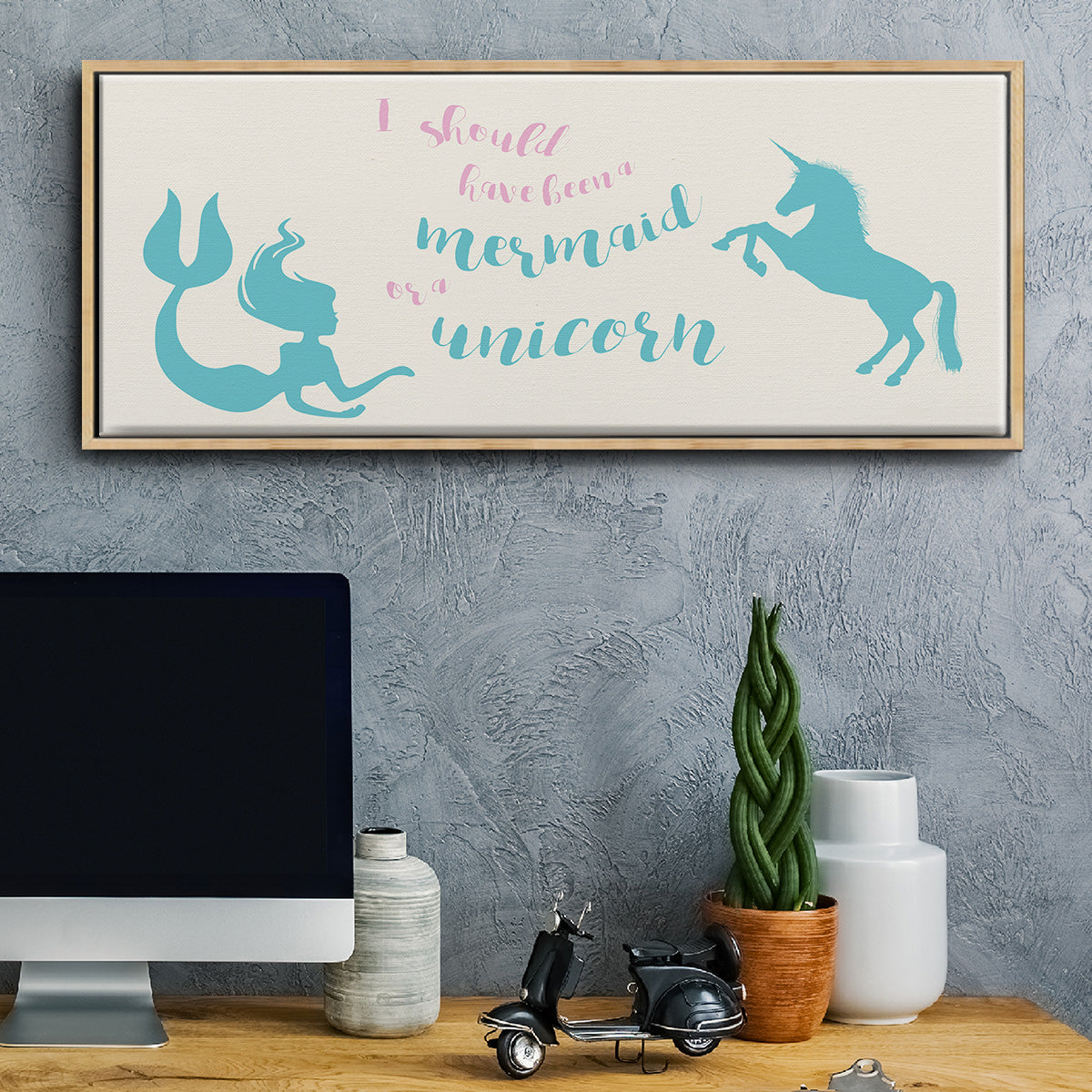 Mermaid Unicorn - Floater Framed Canvas Print