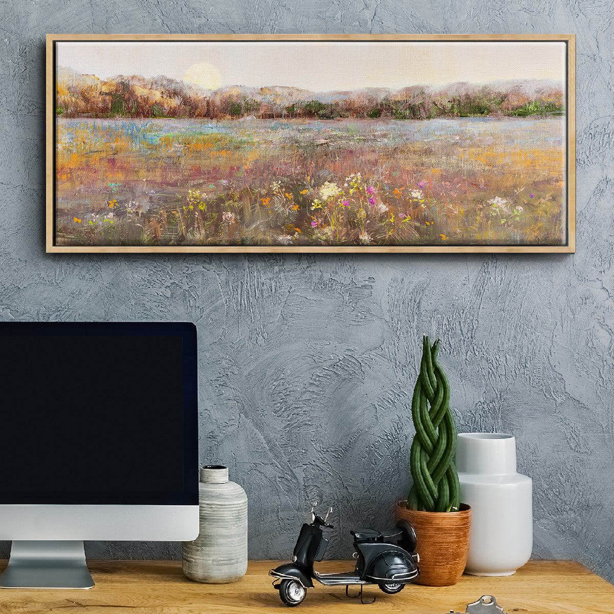 Meadow Moonrise - Floater Framed Canvas Print