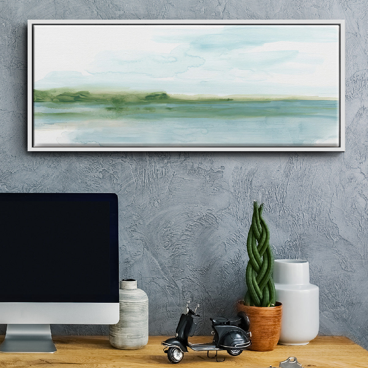 Green Ribbon Coast II - Floater Framed Canvas Print