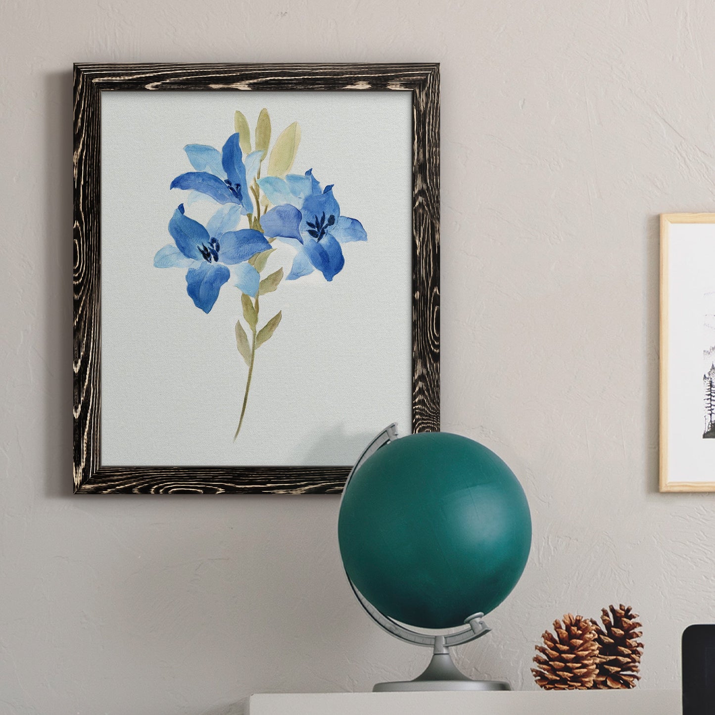 Blue Blossom Botanical III - Premium Canvas Framed in Barnwood - Ready to Hang