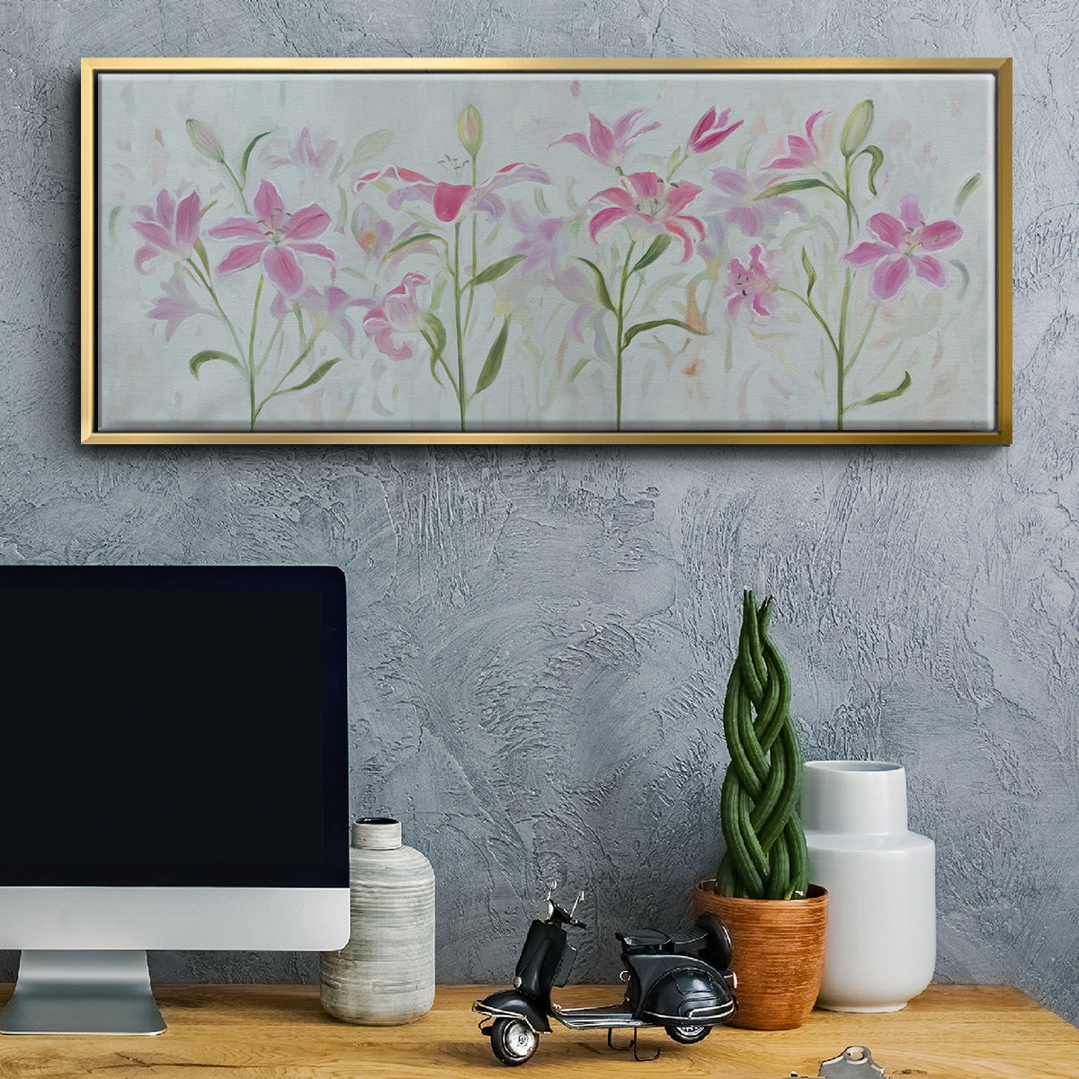 Dancing Pink Trio III - Floater Framed Canvas Print