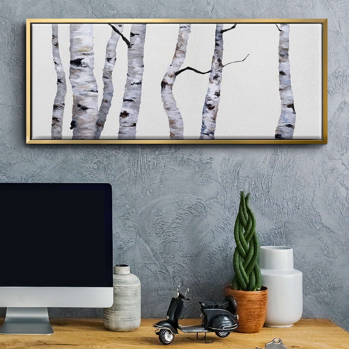 Birch Trees I - Floater Framed Canvas Print