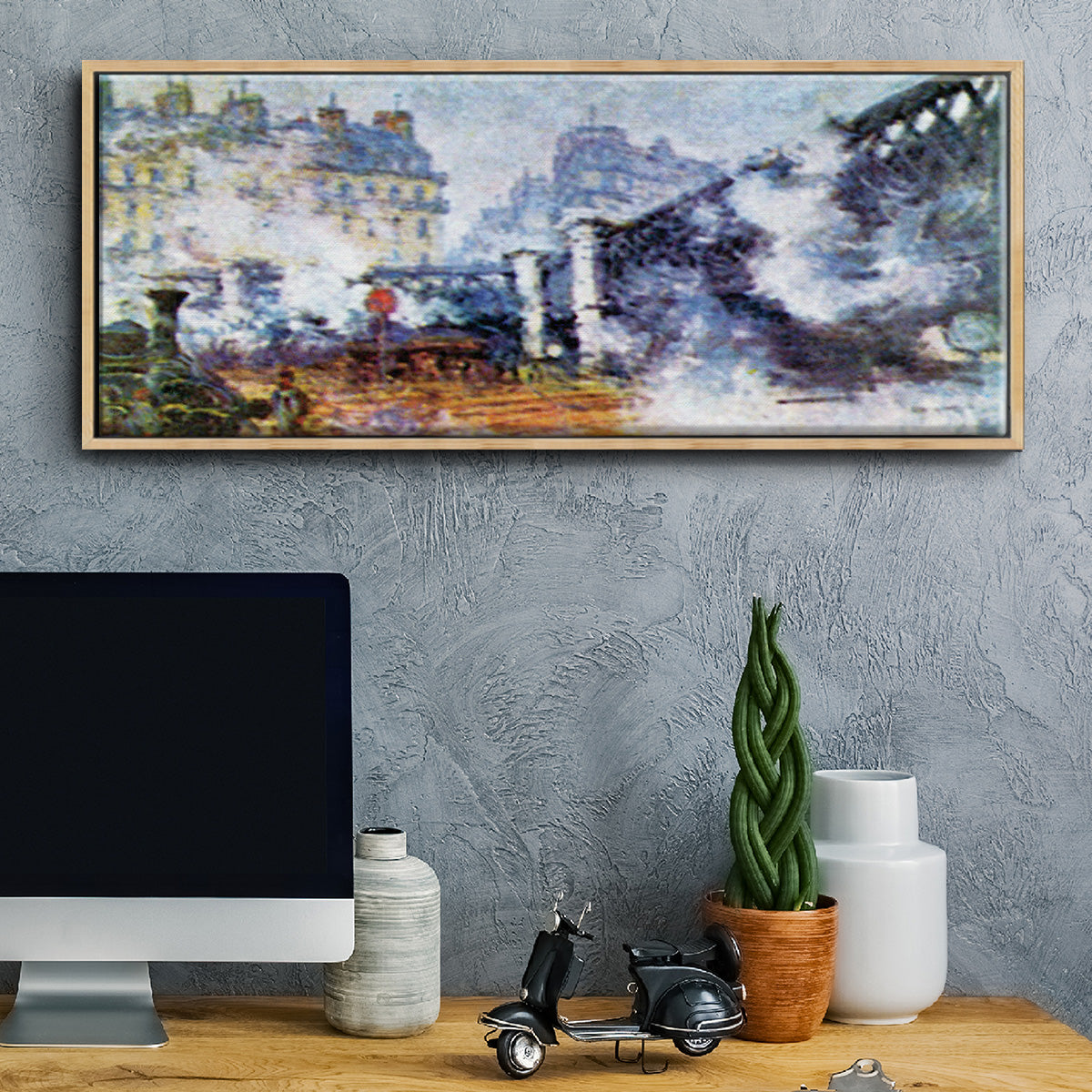 The Europe Bridge Saint Lazare Station in Paris - Floater Framed Canvas Print