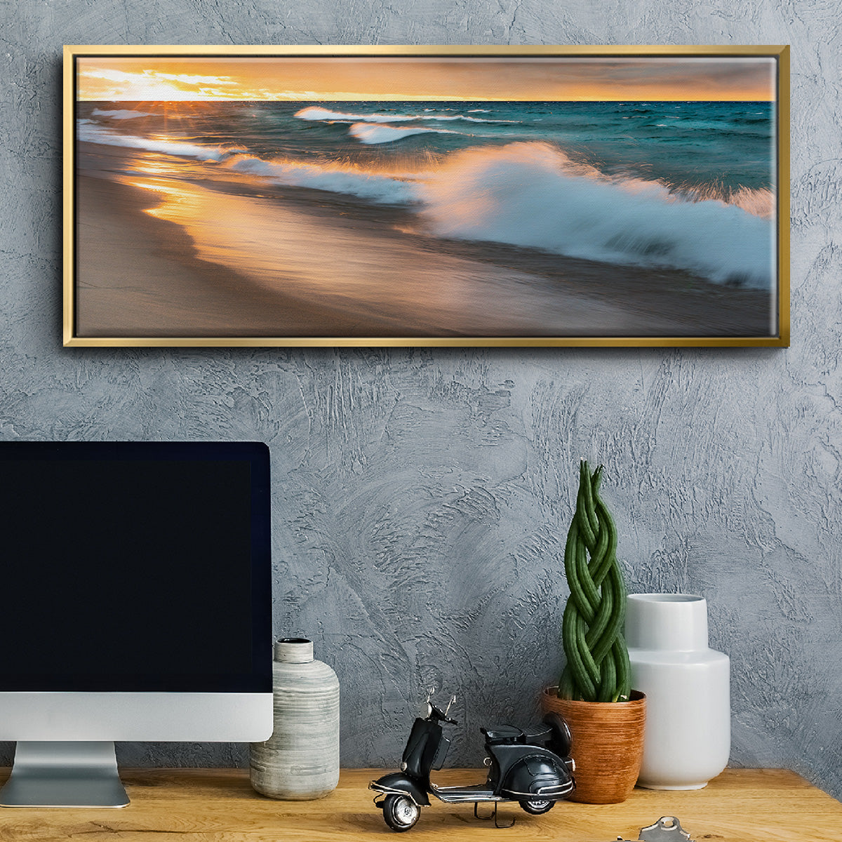 Miners Beach Light - Floater Framed Canvas Print