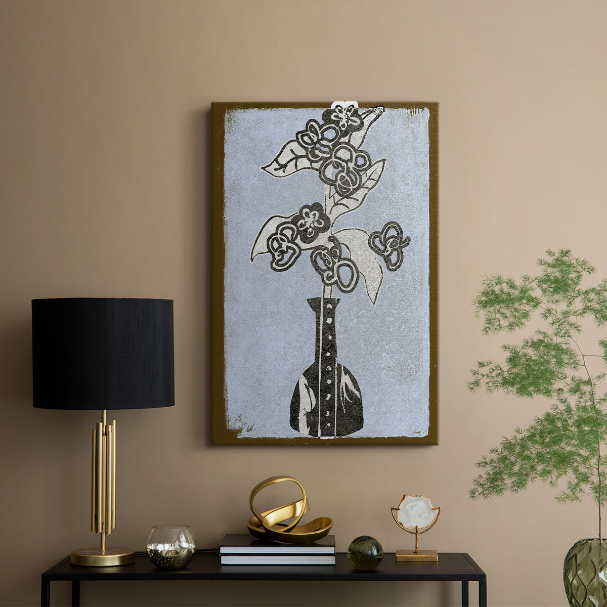 Graphic Flowers in Vase III - Canvas Art Print
