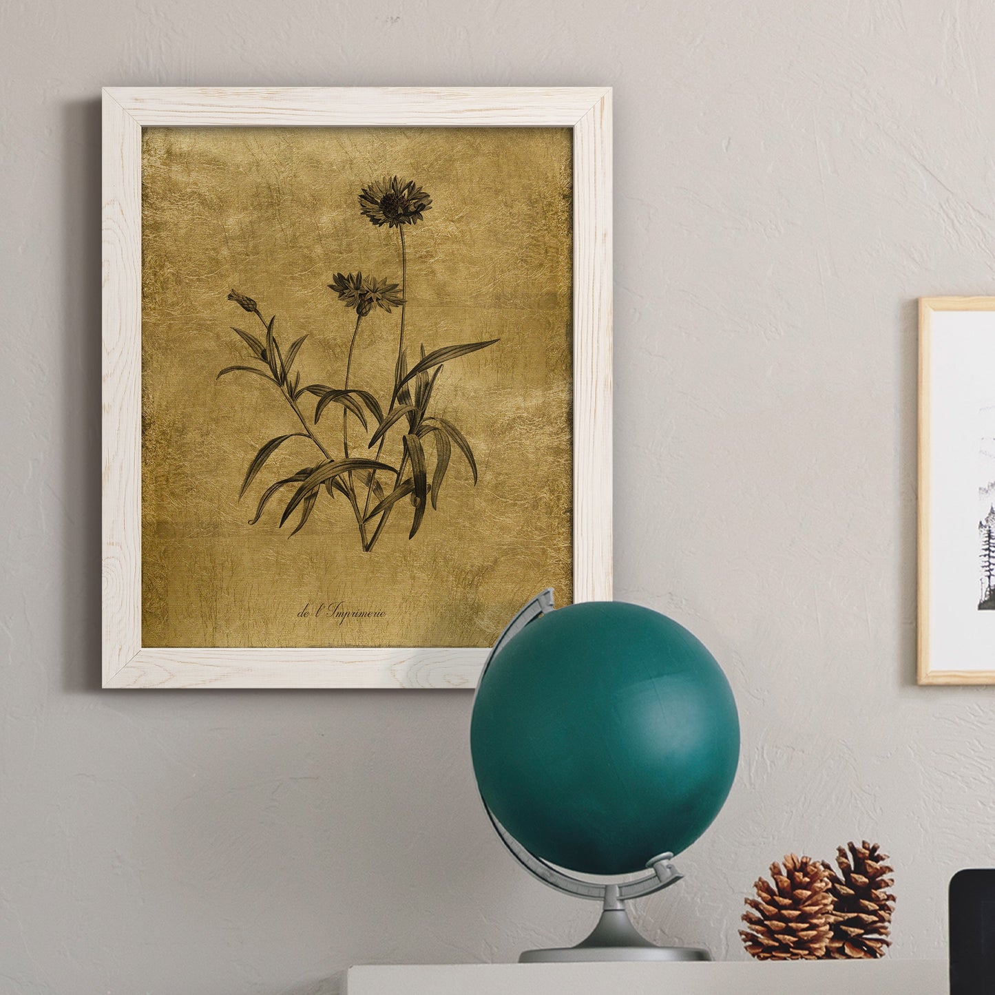 Gold Sketch Botanical I - Premium Canvas Framed in Barnwood - Ready to Hang