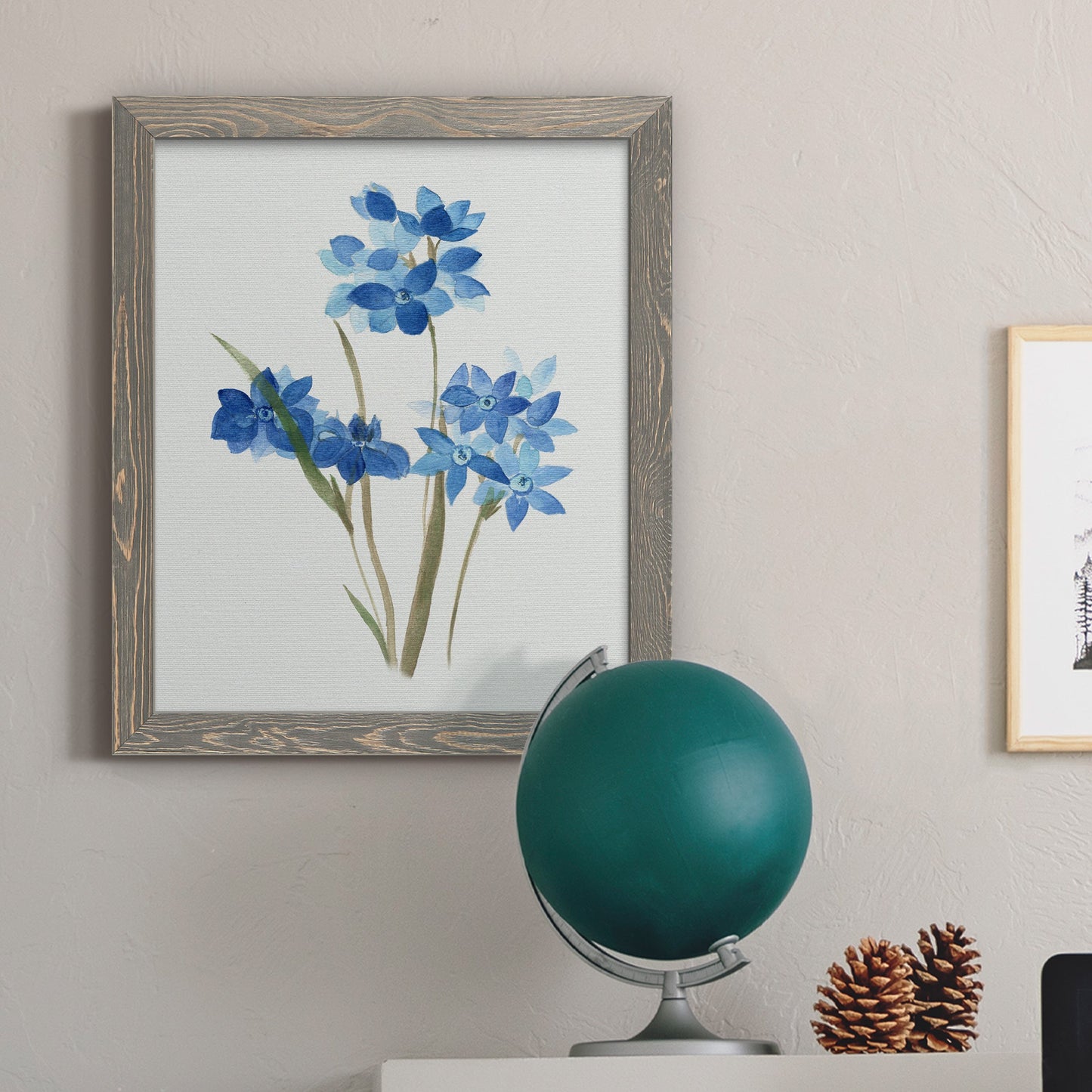 Blue Blossom Botanical I - Premium Canvas Framed in Barnwood - Ready to Hang