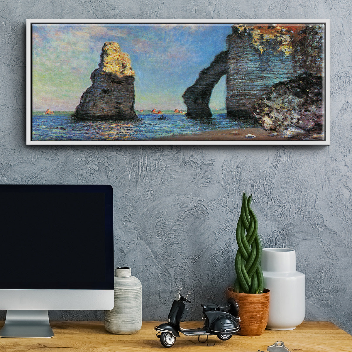 The Rocky Cliffs of Étretat - Floater Framed Canvas Print