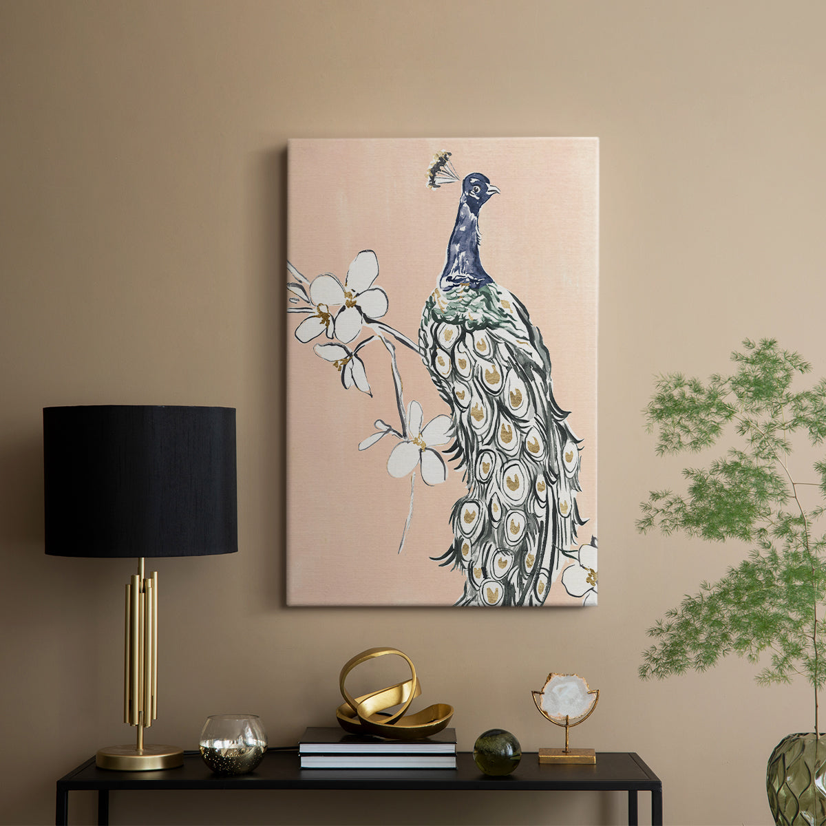 Peacock in Gold III - Canvas Art Print