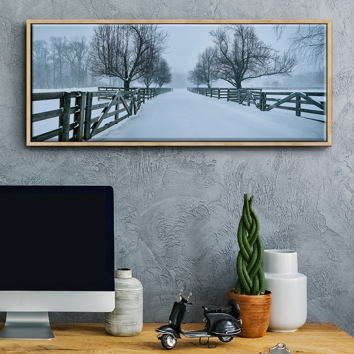 Snowy Road II - Floater Framed Canvas Print