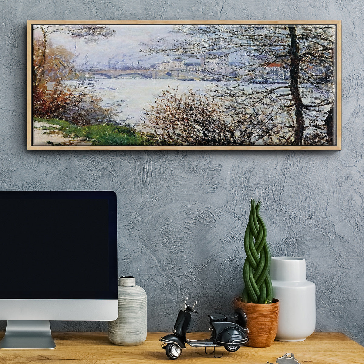 The Banks of the Seine, Ile de la Grande - Floater Framed Canvas Print