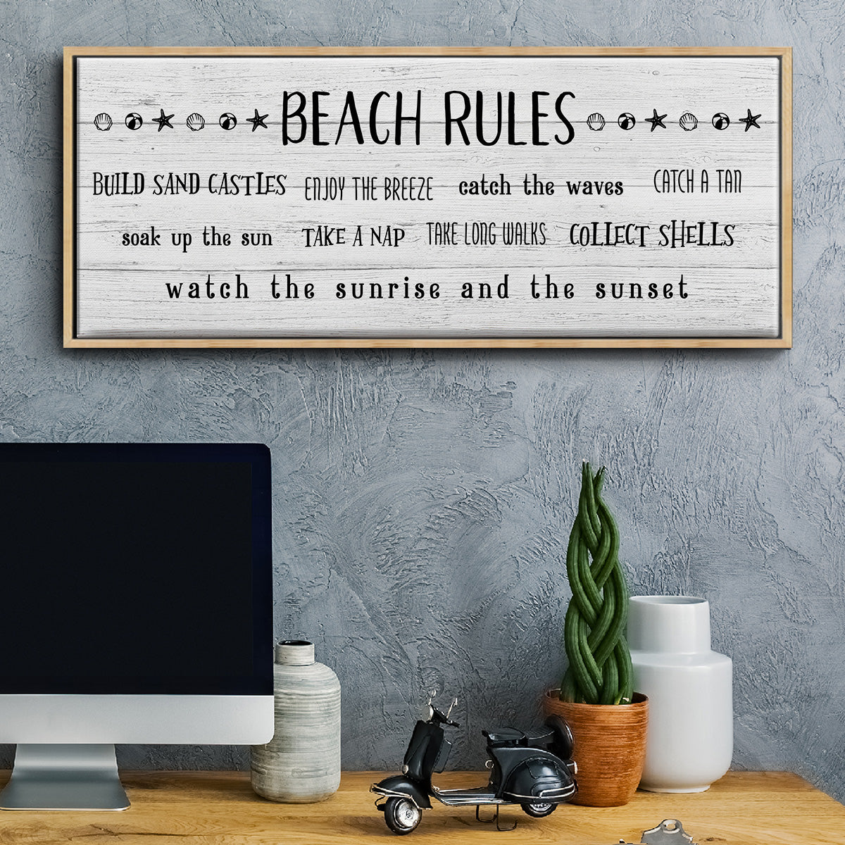Rules of the Beach - Floater Framed Canvas Print