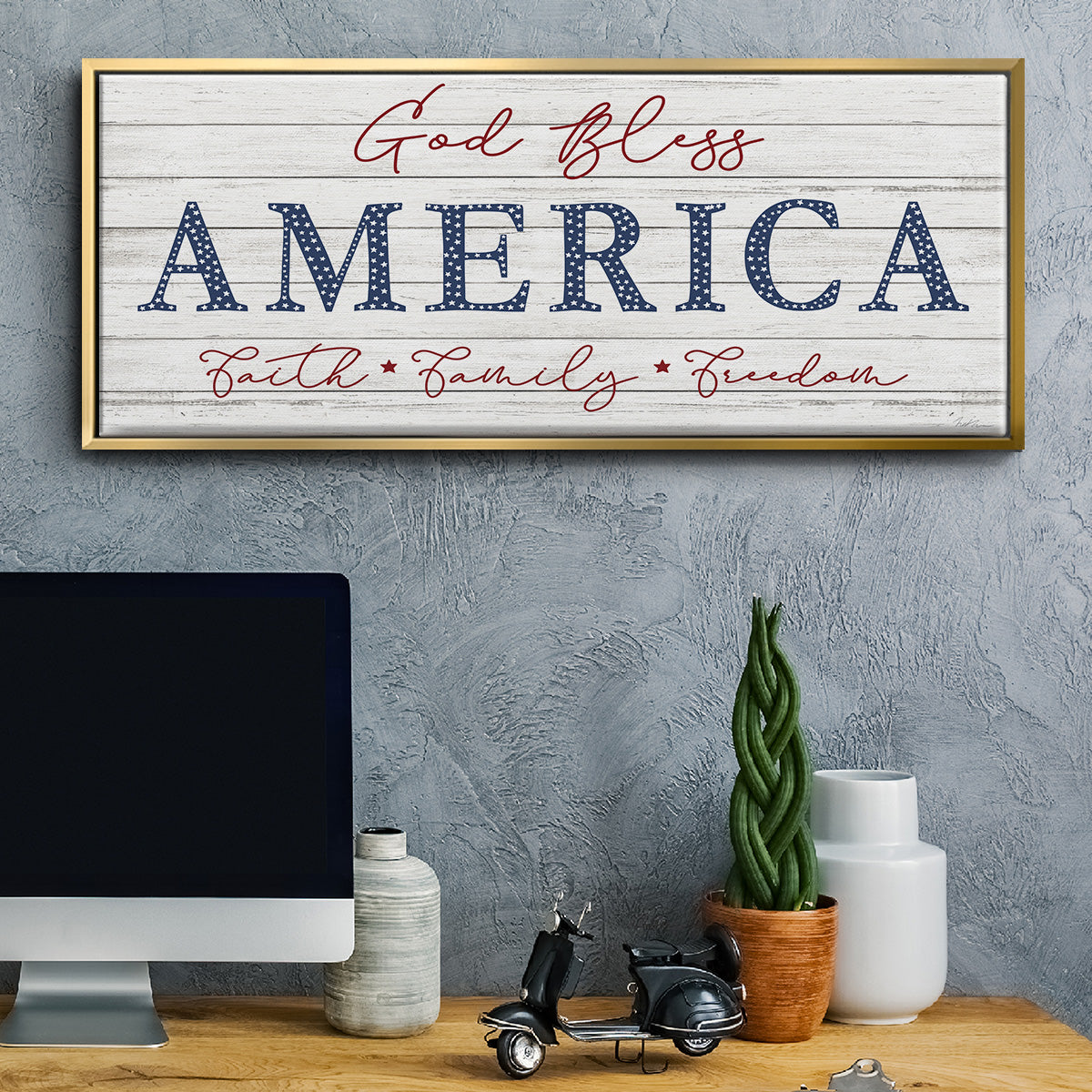 God Bless America - Floater Framed Canvas Print