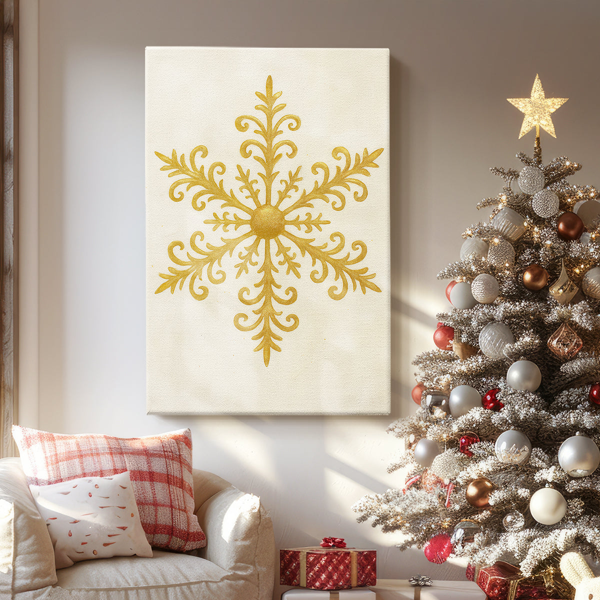 Tinsel-Gold Night Square - Canvas Art Print
