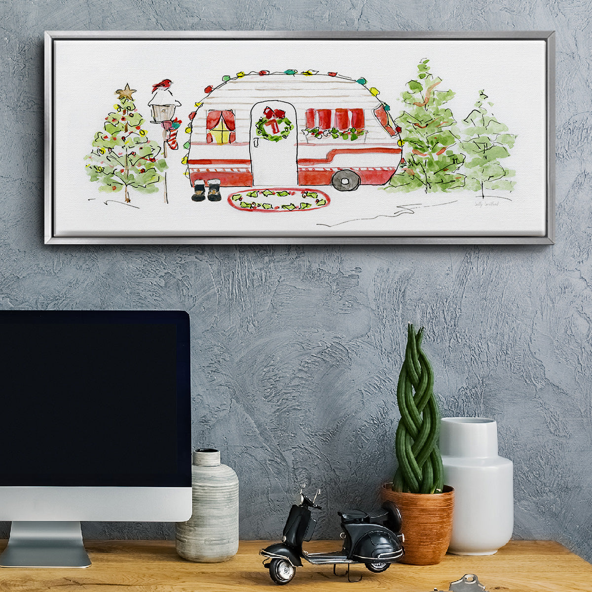 Holiday Camper I - Floater Framed Canvas Print