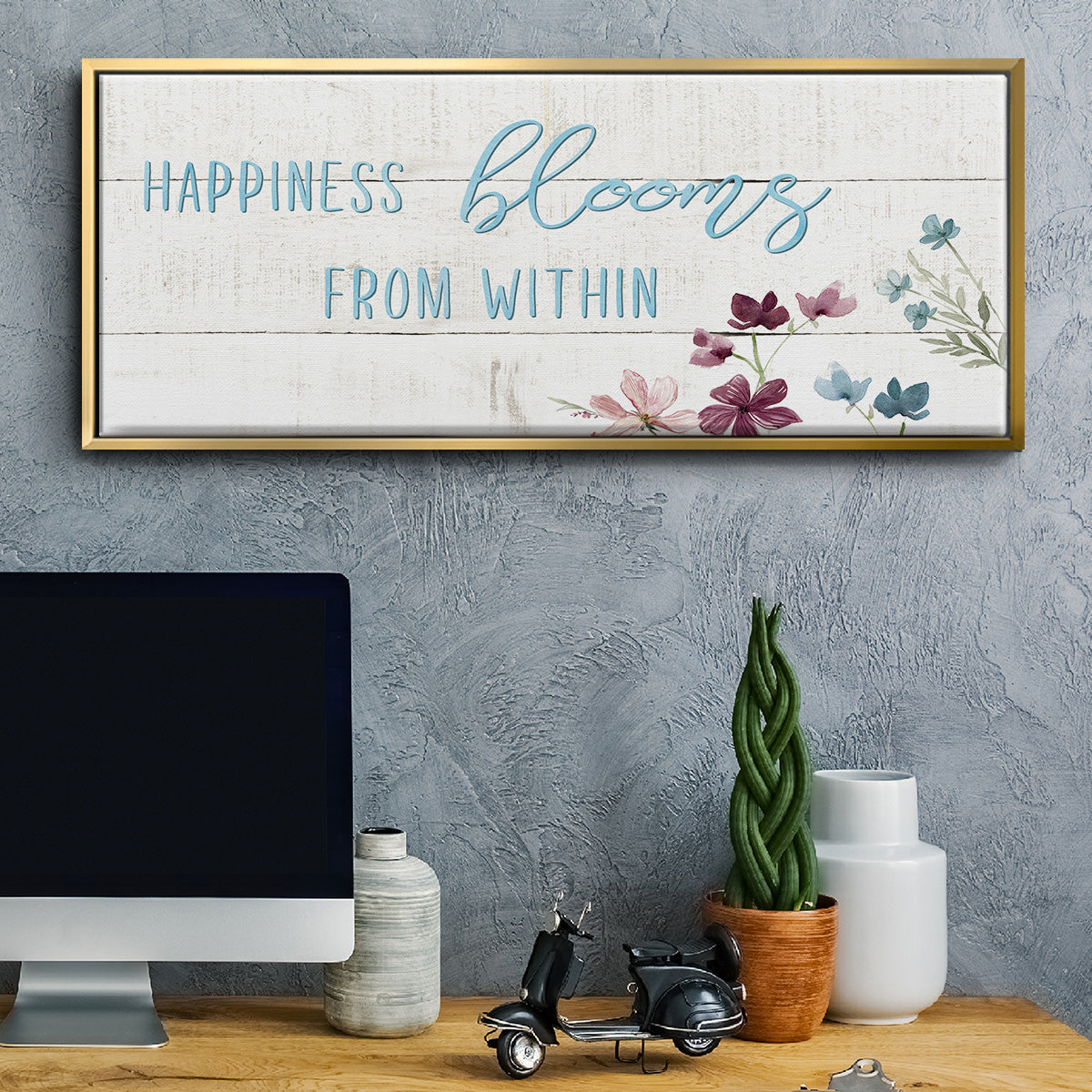 Happiness Blooms - Floater Framed Canvas Print