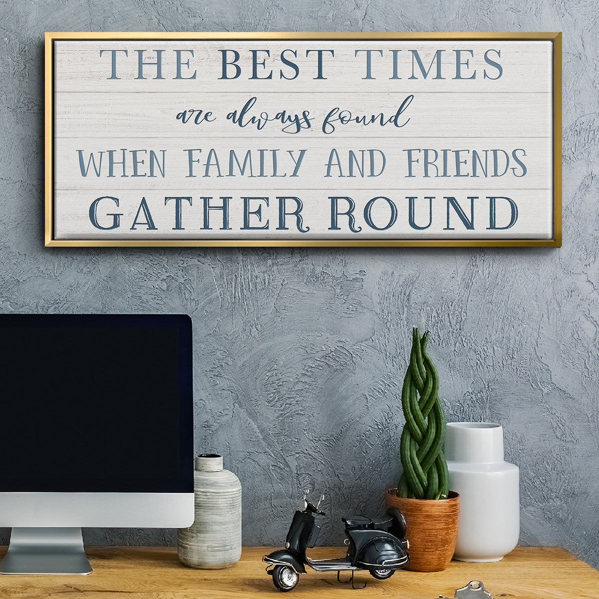 Family and Friends Gather - Floater Framed Canvas Print
