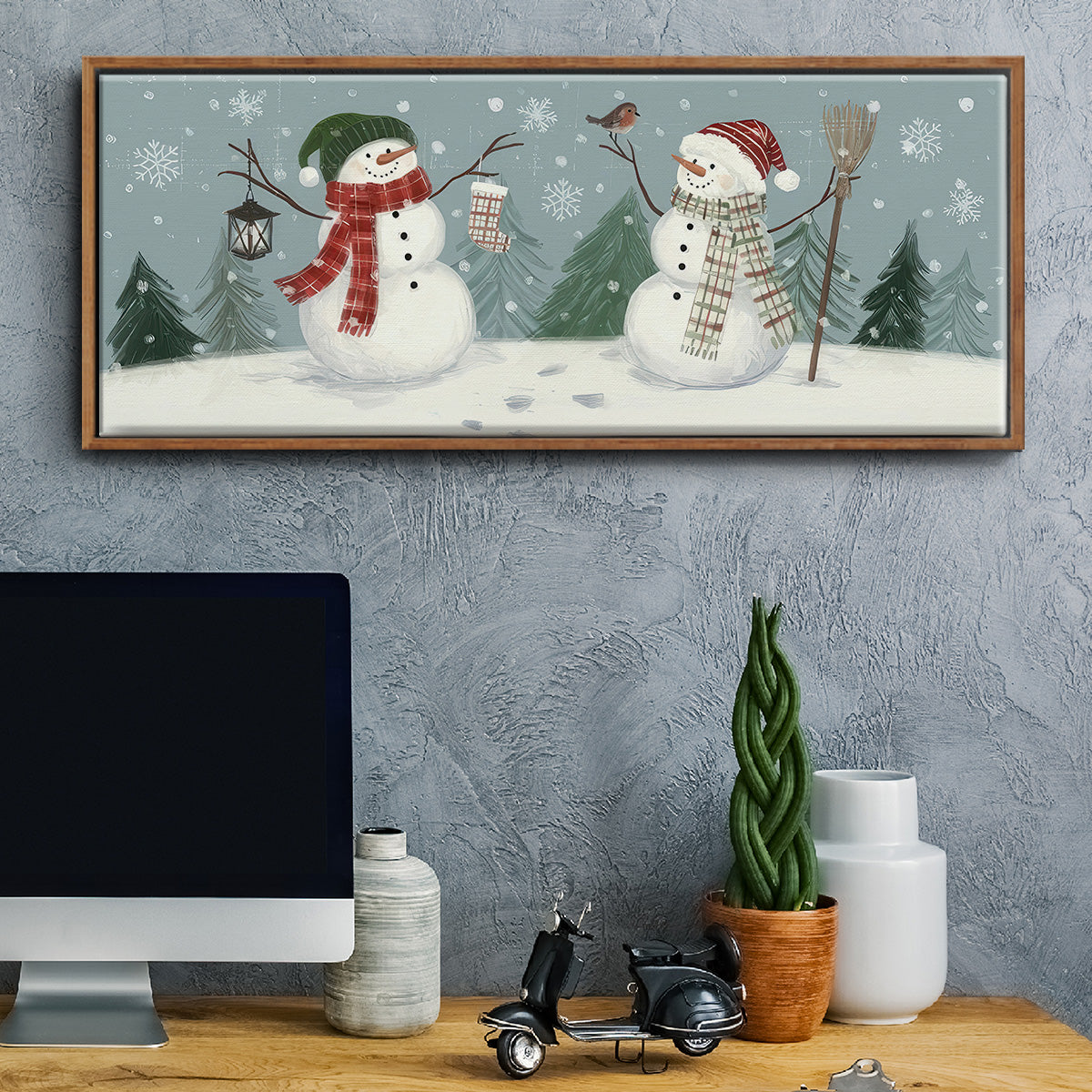 Snowmen VI - Floater Framed Canvas Print